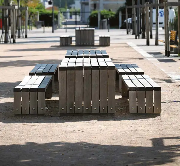 Table de pique-nique Constance 2 mètres - Bois Chêne PRO URBA